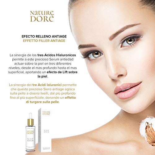 Bio Serum facial Hidratante Natural con Ácido Hialurónico Puro 100% Antiarrugas De 3 PESOS Moleculares-ORGANICO, Agua de Rosas, Dia- Noche, Nutriente- Antiedad-Hombre- Mujer
