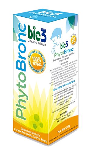 Bio3 Phytobronc - Jarabe Balsámico Niños Natural - Sin Azúcar - Ayuda A Suavizar Y Despejar La Garganta - Calma La Irritación - Sin Gluten - Agradable Sabor