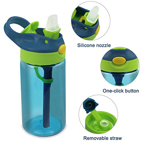 Bioasis Botella de Agua para niños de 480 ml, botella para niños a partir de 36 meses, sin BPA, Tazas para niños aisladas de derrames con Pajita para Viajes Escolares