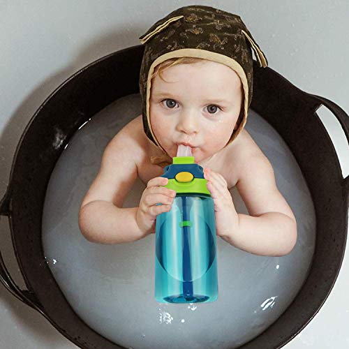 Bioasis Botella de Agua para niños de 480 ml, botella para niños a partir de 36 meses, sin BPA, Tazas para niños aisladas de derrames con Pajita para Viajes Escolares