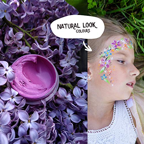 BioKidd Kit de Pintura Facial para Niños para Pieles Sensibles No Tóxicas, Set de Pinturas Faciales Corporales Naturales Ecologicas al Agua - Halloween Royal Party, 10 Colores para Pintar la Cara