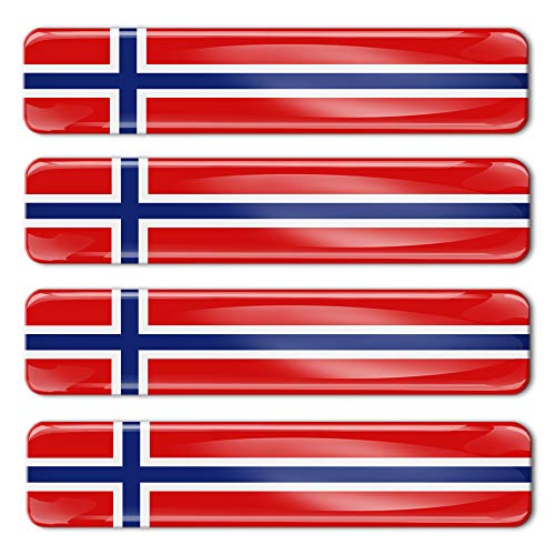 Biomar Labs® 4 pcs 3D Gel Pegatinas Bandera Nacional Norway Noruega Silicona Adhesivo Autos Coches Motos Ciclomotores Bicicletas Ordenador Portátil F 15