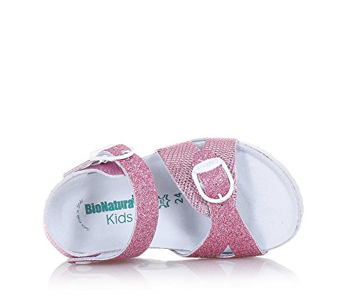 BIONATURA - Sandalia rosa de cuero metalizado y glitter, exclusivamente made in Italy, Niña, Niñas-31