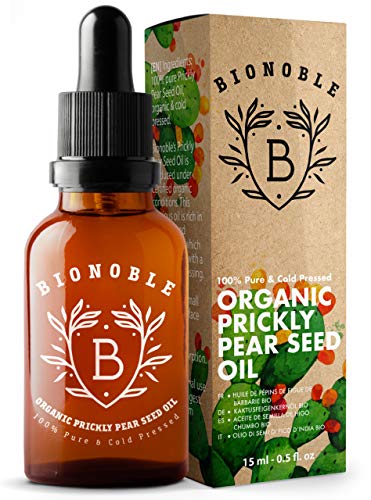 BIONOBLE ACEITE DE HIGO CHUMBO PURO 100% Orgánico y Prensado en Frío | Pipeta de Vidrio | Cara, Contorno de Ojos y Pelo | Antiedad | Aceite de Semillas de Higo Chumbo | Prickly Pear Oil (15ml)