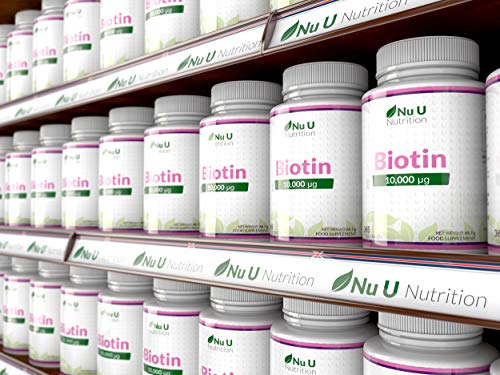 Biotina 10.000 MCG | 365 Comprimidos (Suministro Anual) | Complemento alimenticio para la Caída del Cabello | Complemento alimenticio Nu U Nutrition