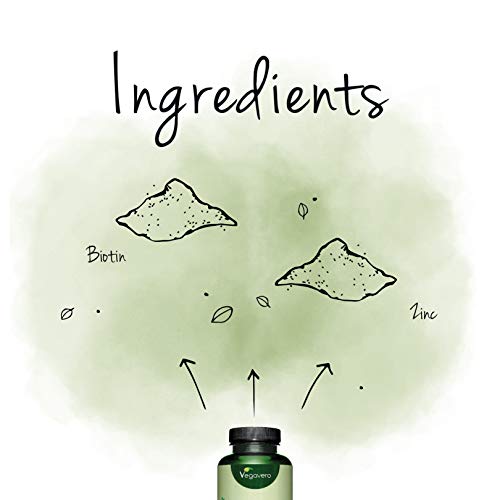 Biotina + Zinc Vegavero® | La Única Sin Aditivos Artificiales | 10000 mcg | 180 o 365 Cápsulas | Apta para Veganos | Crecimiento de Cabello + Piel & Uñas
