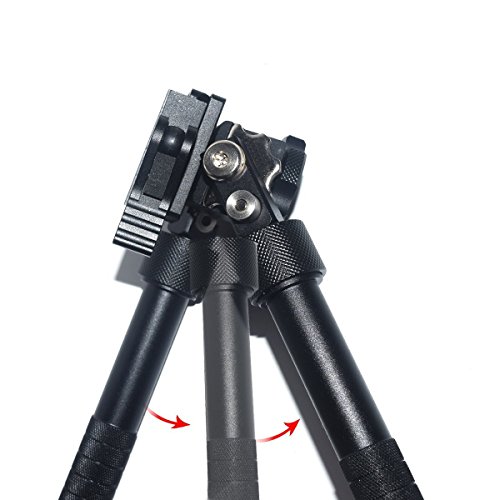 Bípode libre para rifle V8 de Cyberdax, Táctica CNC QD, riel Picatinny, Super Duty, plegable, 16,5 cm - 24,4 cm aprox., ajustable, Negro
