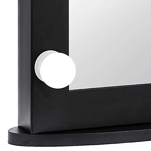 Bisujerro Espejo de Maquillaje con Luz 65x50cm Espejo de Maquillaje con 12 Luces Led Espejo para Maquillaje con Estilo de Hollywood Led Vanity Makeup Mirror (65x50cm 12 Luces Negro)