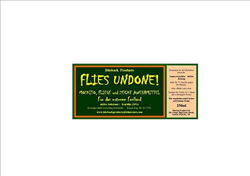 Biteback Products 'Flies Undone' ™ Repelente de Mosquitos e Insectos de Gran Alcance con Icaridin 250ml