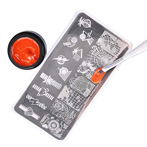 Biutee Gel de Estamping 6 cajas Esmalte para Stamping de 8ml Sellar en Lampara Color de Negro,Blanco,Dorado,Azul,Rojo y Violeta