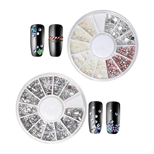 Biutee Nail Art 7 Cajas Diamantes Decoracion para Uñas Kit Piedras Decorativas con 1pcs Selector y 1pcs Lápiz de Recogida
