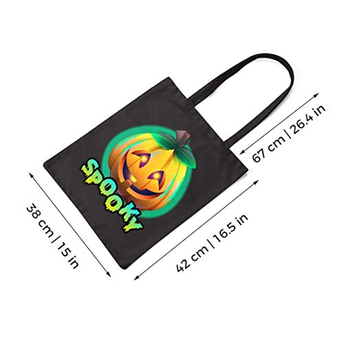 BLAK TEE Cute Halloween Pumpkin Acting Spooky Rich Colours Organic Cotton Reusable Shopping Bag Black