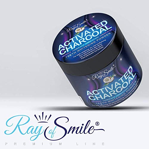 Blanqueamiento dental de Carbón Activado 100% Natural y puro | 60 g de Carbón Activo en polvo | Refresca el aliento | Activated charcoal de RAY OF SMILE Premium Line