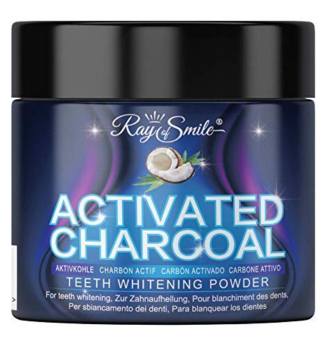 Blanqueamiento dental de Carbón Activado 100% Natural y puro | 60 g de Carbón Activo en polvo | Refresca el aliento | Activated charcoal de RAY OF SMILE Premium Line