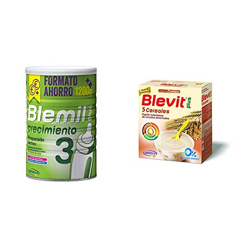 Blemil Plus 3 Crecimiento - 1200 gr + Blevit Plus 5 Cereales para bebé - 2 de 300 gr. (Total 600 gr.)