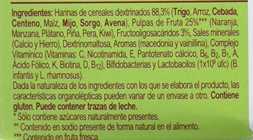 Blevit Plus Duplo 8 Cereales y Frutas, 1 unidad 600 gr. A partir de los 5 meses, contiene gluten.