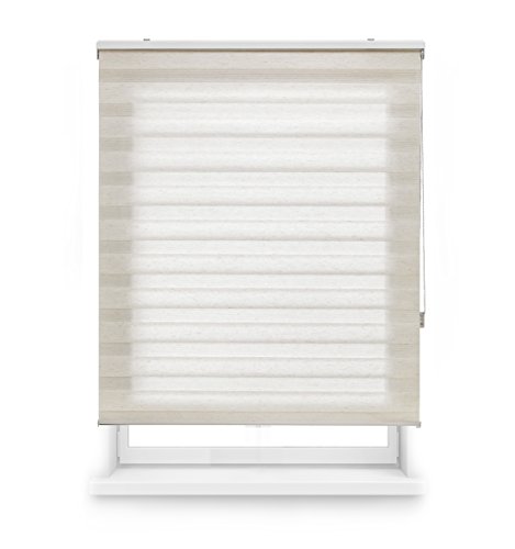 Blindecor Lira Estor Enrollable de Doble Capa, Noche y Día, Poliéster, Lino Crema, 160 x 250 cm (ancho x largo)