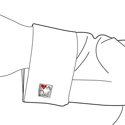 Bling Jewelry Me Encanta Mi Papá Corazón Rojo Cuadrado Manguito Enlace Hombre Camiseta Geme Padre Papá Latón Chapadoacero Esmaltado