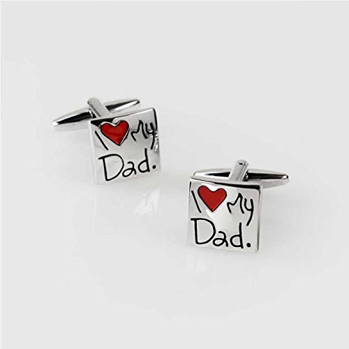 Bling Jewelry Me Encanta Mi Papá Corazón Rojo Cuadrado Manguito Enlace Hombre Camiseta Geme Padre Papá Latón Chapadoacero Esmaltado