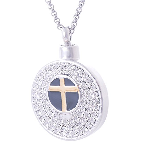 Blisfille Colgante Urna Corazon Colgantes Mujer Cruz Colgantes Hombre Acero Inoxidable Collar Blanco Fiesta