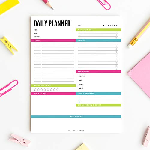 Bliss Collections - Planificador diario, 50 hojas sin fechas, calendario diario, planificador de tareas, lista de tareas, organizador de programación de productividad, 8.5 x 11 cm