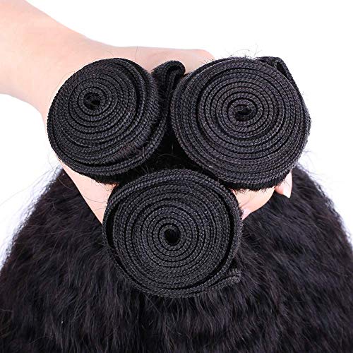 BLISSHAIR Yaki Kinky Straight Wig italiano cabello 3 cabello humano rizado tejer para mujeres negras, sin procesar extensiones de cabello virgen pelo natural con pelo de bebé 14" 14" 14" (35.56cm)