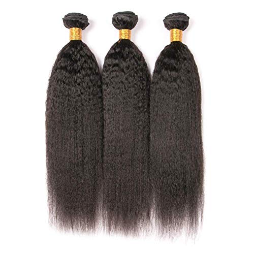 BLISSHAIR Yaki Kinky Straight Wig italiano cabello 3 cabello humano rizado tejer para mujeres negras, sin procesar extensiones de cabello virgen pelo natural con pelo de bebé 14" 14" 14" (35.56cm)