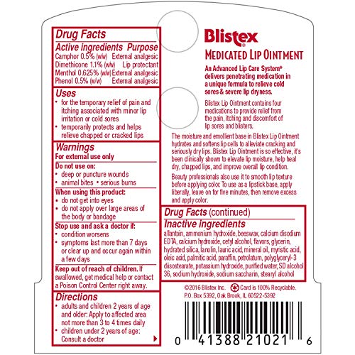 Blistex Medicated Lip Ointment (2 Pack), 0.21 oz each Pack