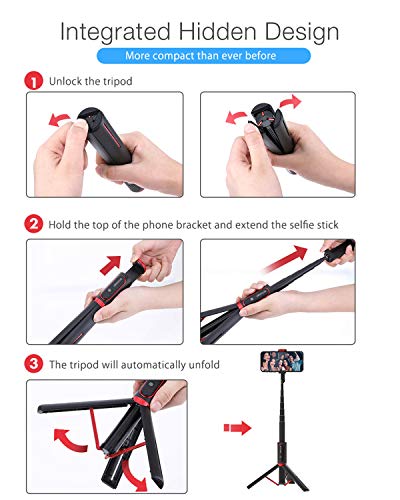 BlitzWolf Palo Selfie Trípode con Control Remoto Bluetooth, Selfie Stick Extensible de Aluminio para iPhone XS MAX/XR/XS/X/8/8P/7/7P/6, Galaxy S10/S9/S8, Android, Huawei, Xiaomi y etc.
