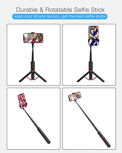 BlitzWolf Palo Selfie Trípode con Control Remoto Bluetooth, Selfie Stick Extensible de Aluminio para iPhone XS MAX/XR/XS/X/8/8P/7/7P/6, Galaxy S10/S9/S8, Android, Huawei, Xiaomi y etc.