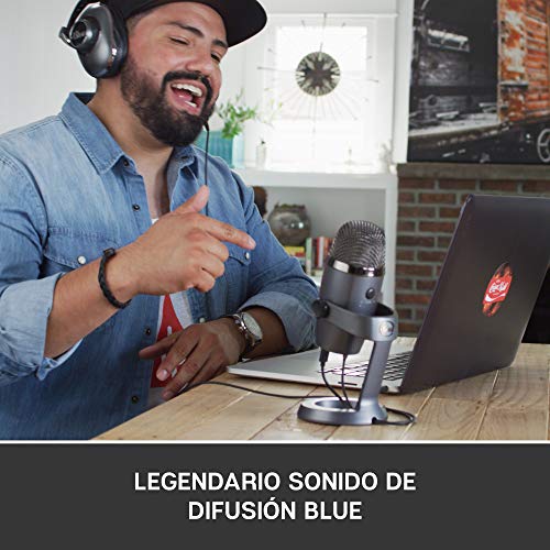 Blue Microphones Yeti Nano Micrófono USB de condensador profesional con múltiples patrones de captación y monitoreo, sin latencia, para grabación y transmisión en PC y Mac, color Gris