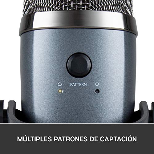 Blue Microphones Yeti Nano Micrófono USB de condensador profesional con múltiples patrones de captación y monitoreo, sin latencia, para grabación y transmisión en PC y Mac, color Gris