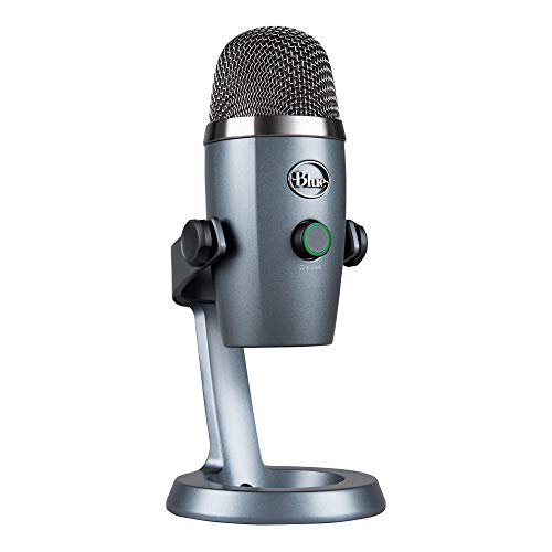 Blue Microphones Yeti Nano Micrófono USB de condensador profesional con múltiples patrones de captación y monitoreo, sin latencia, para grabación y transmisión en PC y Mac, color Gris