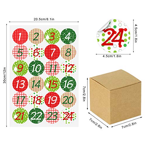 Bluelves Calendario de Adviento, Advent Calendar 2020, Calendario Adviento DIY, Calendario Adviento Navidad, Calendarios de Adviento con 24 Adhesivos Digitales de Adviento