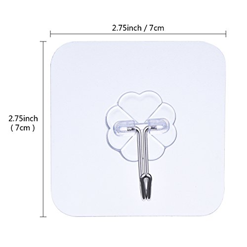 Blulu Ganchos Adhesivos sin Clavo Ganchos Transparentes Resistentes para Colgador de Cocina Baño Puerta Techo, Paquete de 8