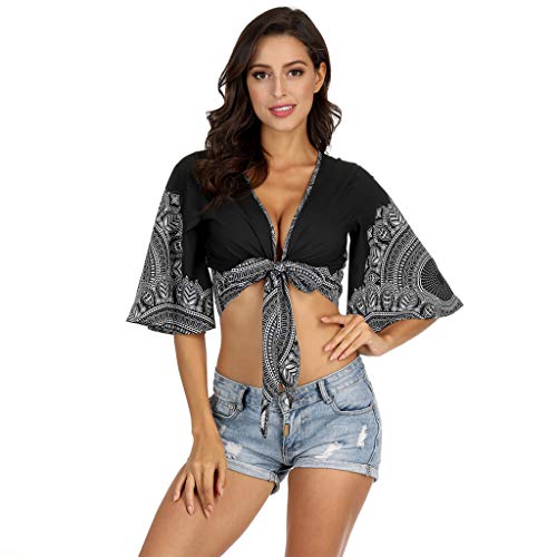 Blusa Mujer Estilo Nacional Playa Protector Solar Mangas Trompeta Multiusos Blusa Superior Tops