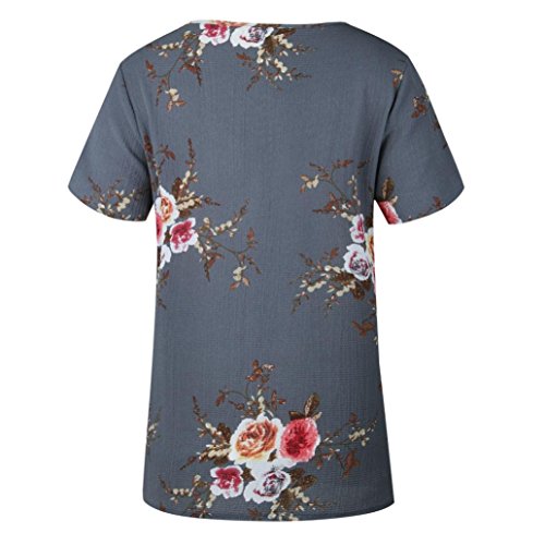 Blusa para Mujer Verano, Covermason Camiseta Estampada Casual Floral para Mujer(52,Gris)
