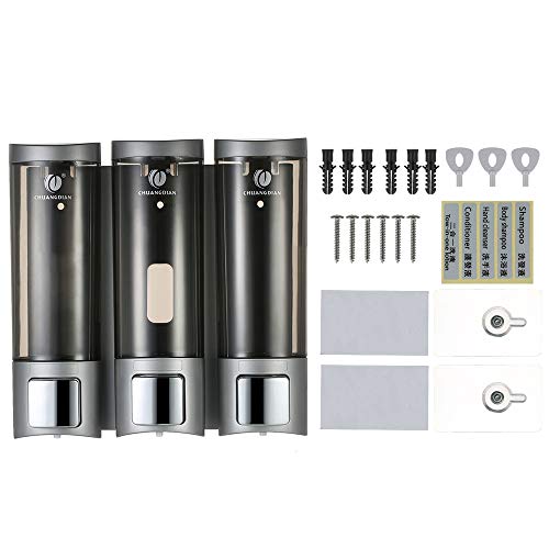 Blusea Dispensador de Jabón, CHUANGDIAN 3 * 200ml Dispensador de Gel de Ducha, para Montaje en Pared, Caja de Champú