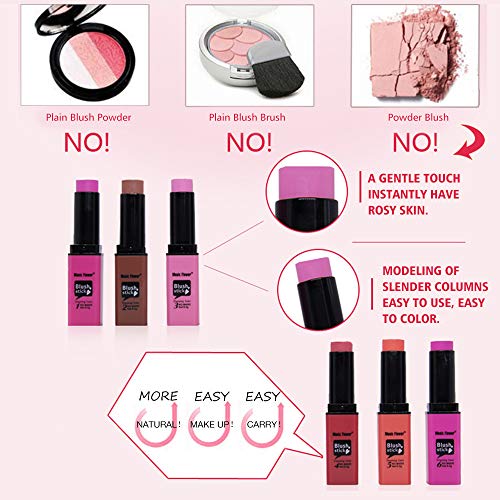 Blush Stick, Maquillaje de la cara Blush Powder Colorete mate Destacando la paleta cosmética(Rojo coral)