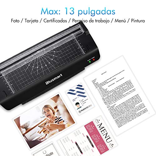 Blusmart A3 6 in 1 Plastificadoras, Laminador de función múltiple con 25 bolsas de laminado, cortador de papel, redondeador de esquina para A3, A4, A5, A6