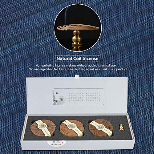 Bobinas de incienso de sándalo natural, tres sabores Retención de olores durante 4 horas Múltiples aromas aromáticos Incienso de bobina natural en regalo de empaque (Agilawood/Sandalwood/Wormwood)