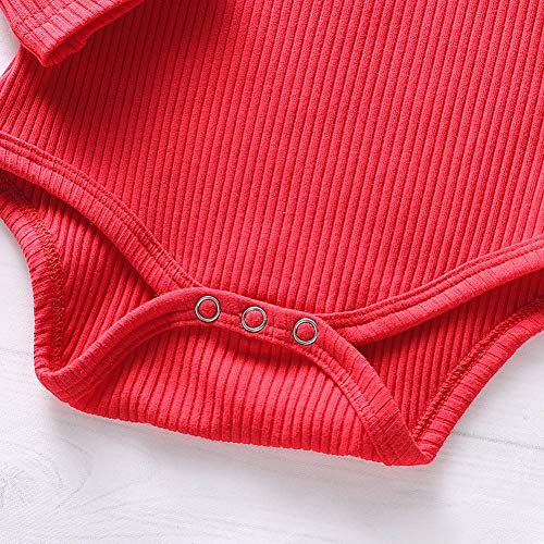 BOBORA Ropa Bebe Niña, 3PCs Conjuntos Mameluco de Punto de Manga Larga + Pantalones de Flores + Diadema para 0-18Meses