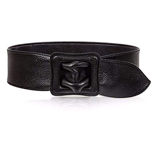 BOLAWOO-77 Cinturón De Cuero Casual Cuero Jeans Es Mujer Cinturón Mode De Marca De Cuero De Cuero De Vaca Puro Maquillaje Hebilla Lisa Diseño Cinturón De Cintura (Color : Negro, Size : One Size)