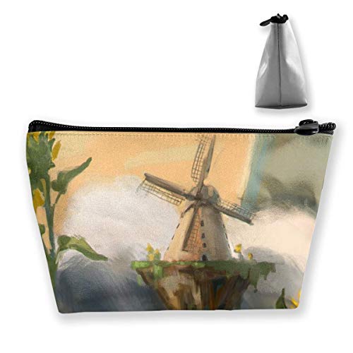 Bolsa de artículos de tocador trapezoidales Bolsa de Viaje portátil Bolsa de Maquillaje Flotante de Molino de Viento