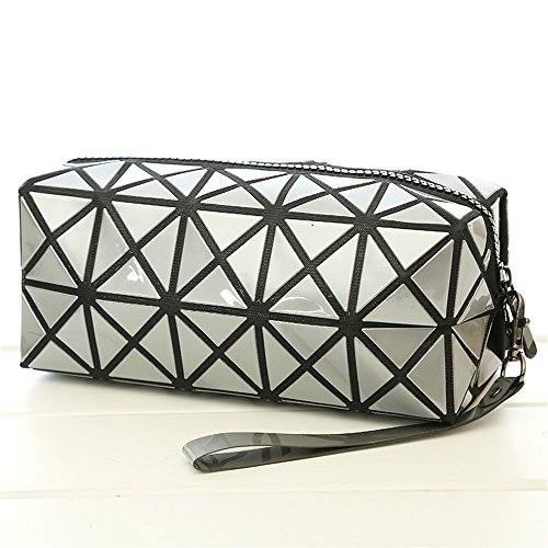 Bolsa de cosmética para el maquillaje, geométrica Plegable Rhombus plegable Grid Cube bolso, herramienta de maquillaje Bolsa de almacenamiento Bolsa de higiene personal Organizador