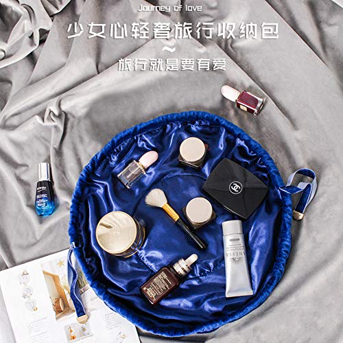 Bolsa de cosméticos perezosa, bolsa de cosméticos con bordado de terciopelo de mano, bolsa de viaje con cordón portátil y linda bolsa de viaje
