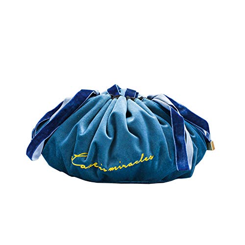 Bolsa de cosméticos perezosa, bolsa de cosméticos con bordado de terciopelo de mano, bolsa de viaje con cordón portátil y linda bolsa de viaje