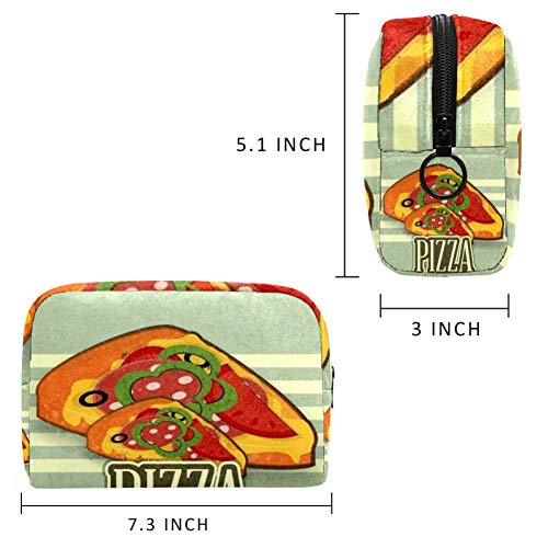 Bolsa de cosméticos Vintage Pizza Retro Etiqueta Ilustración Adorable Espacioso Maquillaje Bolsas de Viaje Neceser Accesorios Organizador