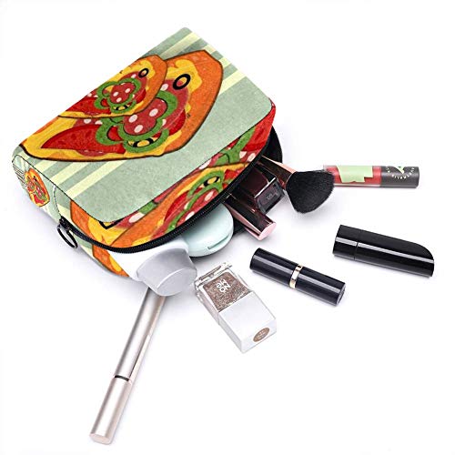 Bolsa de cosméticos Vintage Pizza Retro Etiqueta Ilustración Adorable Espacioso Maquillaje Bolsas de Viaje Neceser Accesorios Organizador