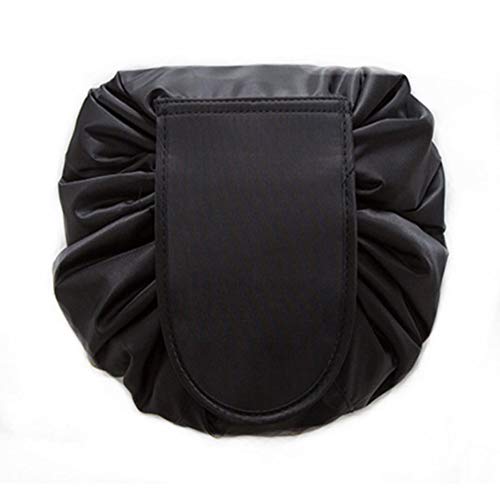 Bolsa de Cosméticos,BETOY Bolsa de Maquillaje Perezoso Bolsa de Maquillaje Negro Organizador de Un Solo Paso Bolso de Lazo Perezoso Gran Capacidad Adecuado para Viajes, Vacaciones